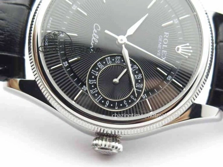 0217 Cellini Date VF Best Edition SS Black Dial Stick Markers On Black Leather Strap A Lightweight 3725